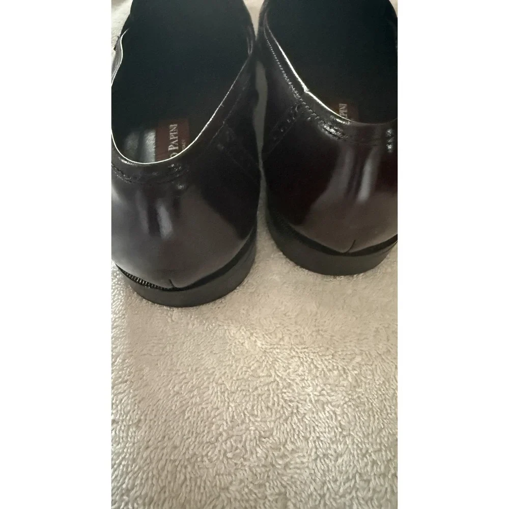 Men's Handmade‎ Burgundy #363 Genuine Leather GUC Sz 10 Slip On Dress Shoe